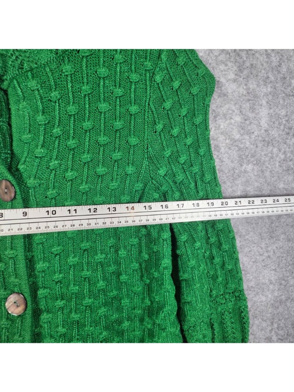 Jones Women's New York Green Textured Knit Button Cardigan Classic PL - Picture 3 of 9